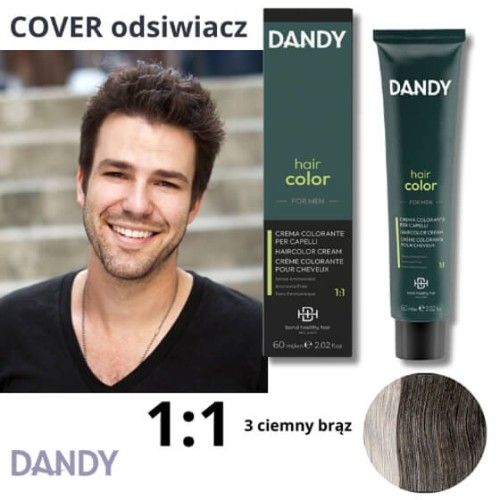 Dandy Farba do włosów bez amoniaku dla mężczyzn 3 ciemny brąz 60ml