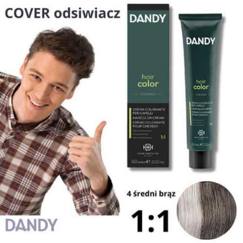Dandy Farba do włosów bez amoniaku dla mężczyzn 4 średni brąz 60ml