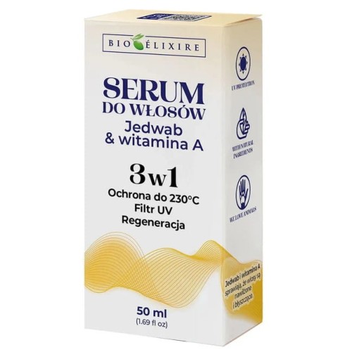 Bioelixire Serum Jedwab &amp; Witamina A Filtr UV Koenzym Q10 50ml