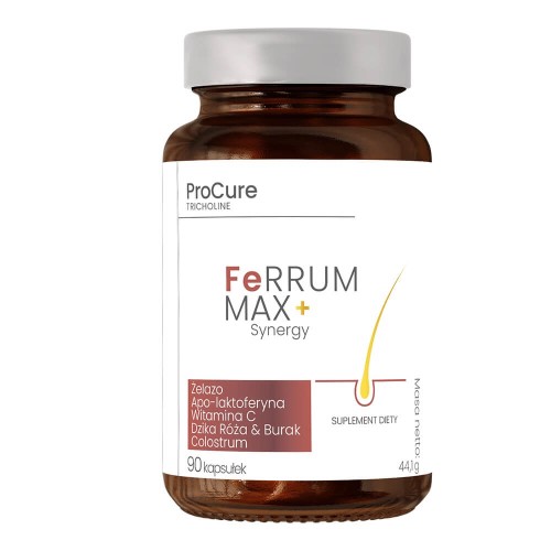 Pro cure tricholine feRRUM max + synergy Żelazo, colostrum, witamina C Suplement diety 90 kapsułek.jpg