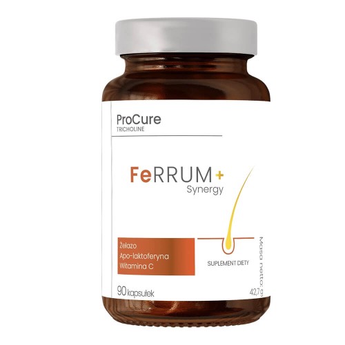 Pro cure tricholine feRRUM + synergy Żelazo, apo-laktoferyna, witamina C Suplement diety 90 kapsułek.jpg
