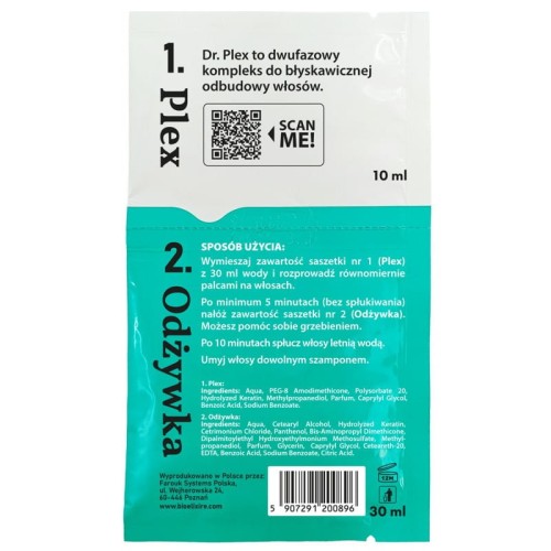 Bioelixire dr. Plex Zabieg odbudowujący włosy saszetki 1x10ml i 1x30ml