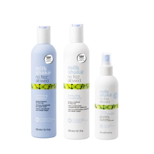 Milk shake no frizz allowed Zestaw wygładzający do włosów puszących się Szampon 300ml Odżywka 300ml Spray 200ml.jpg