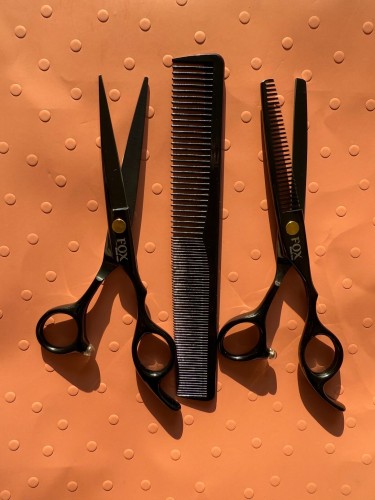 Fox black rose Zestaw nożyczki i degażówki do włosów 6''.jpg