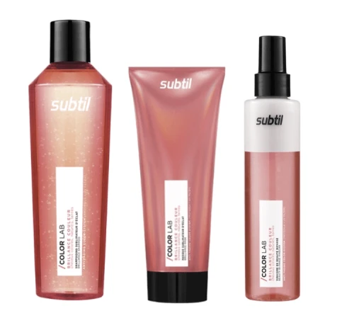 Subtil Shine- szampon nabłyszczający 300ml+maska 200ml + odżywka dwufazowa dla włosów farbowanych