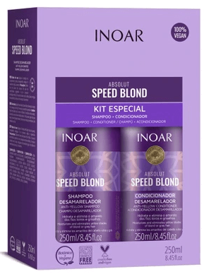 INOAR ABSOLUT Speed Blond- szampon 250ml+odżywka 250ml zestaw po keratynowym prostowaniu dla włosów blond
