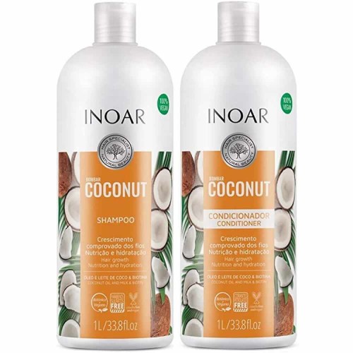 INOAR Bombar Coconut- szampon 1000 ml+odżywka 1000ml zestaw z olejkiem kokosowym