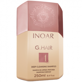 Inoar g-hair szampon oczyszczający przed zabiegiem keratynowego prostowania dla włosów niesfornych i trudnych 250ml