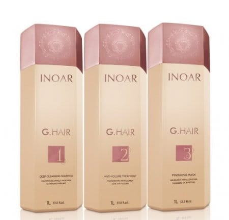 Inoar g-hair - szampon 1000ml+ keratyna 1000ml+maska 1000ml zestaw do prostowania włosów niesfornych i trudnych
