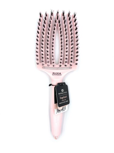 Olivia Garden fingerbrush Szczotka do włosów dzik i nylon pastelowy róż l