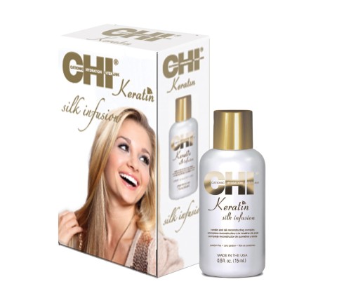 Chi keratin silk infusion Olejek do włosów z keratyną i jedwabiem 15ml