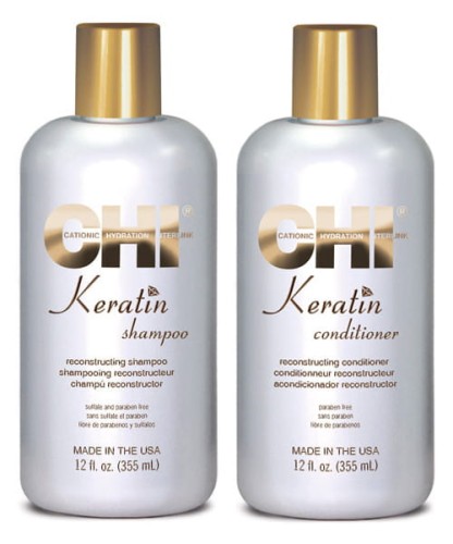Chi keratin Zestaw regenerujący do włosów z keratyną szampon i odżywka 2x355ml