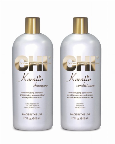 Chi keratin Zestaw regenerujący do włosów z keratyną szampon i odżywka 2x946ml