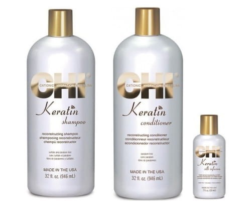 Chi keratin Zestaw regenerujący do włosów z keratyną szampon i odżywka 2x946ml olejek 59ml