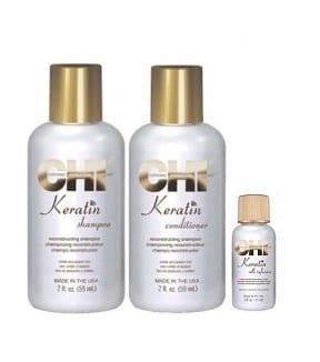 Chi keratin Zestaw regenerujący do włosów z keratyną szampon i odżywka 2x355ml olejek 15ml