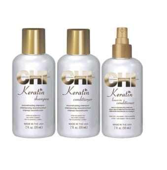 Chi keratin Zestaw regenerujący do włosów z keratyną szampon i odżywka 2x355ml odżywka w sprayu 177ml