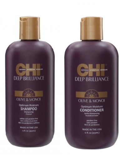 Chi deep brilliance Zestaw nawilżający do włosów suchych i zniszczonych 2x355ml