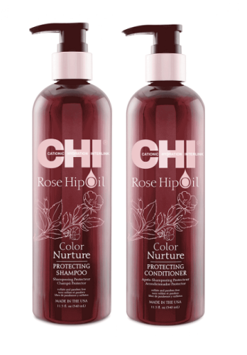 Chi rose hip oil Zestaw do włosów farbowanych szampon i odżywka 2x739ml