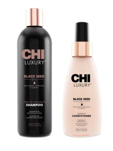 Chi luxury black seed oil Zestaw do włosów suchych i zniszczonych szampon 355ml i odżywka w sprayu 118ml