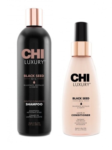 Chi luxury black seed oil Zestaw do włosów suchych i zniszczonych szampon 355ml i odżywka w sprayu 118ml