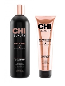 Chi luxury black seed oil Zestaw do włosów suchych i zniszczonych szampon 355ml i maska 147ml