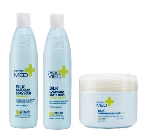 CeCe med Zestaw nawilżający z jedwabiem szampon 300ml odżywka 300ml maska 200ml