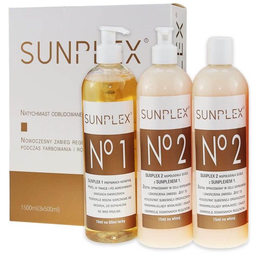Sunplex Zestaw do odbudowy i ochrony włosów podczas koloryzacji 3x500ml