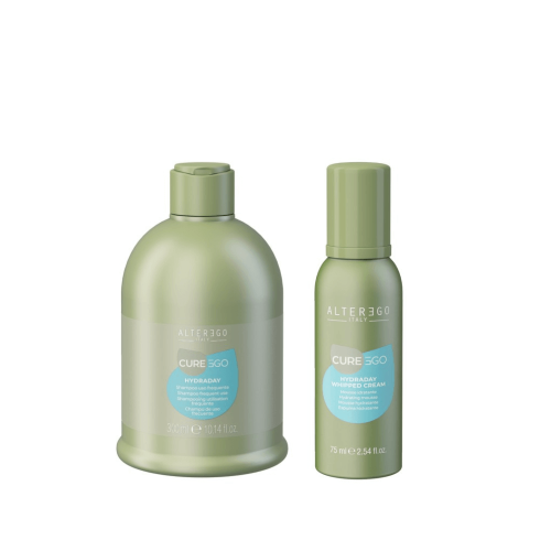 Alter ego cureego hydraday Zestaw nawilżający do włosów Szampon 300ml Pianka 75ml (1).png