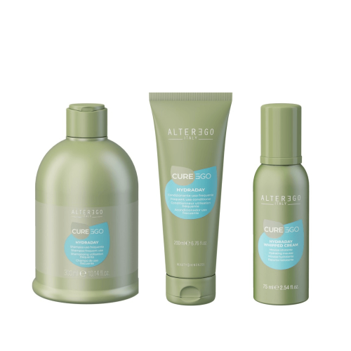 Alter ego cureego  hydraday Zestaw nawilżający do włosów Szampon 300 Odżywka 200ml Pianka 75ml (1).png