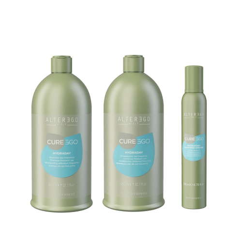 Alter ego cureego hydraday Duży zestaw nawilżający do włosów Szampon 950ml Odżywka 950ml Pianka 200ml (1).png