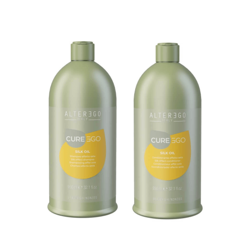 Alter ego cureego silk oil Zestaw wygładzający do włosów Szampon 950ml Odżywka 950ml (1).png