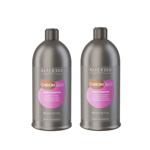 Alter ego chromego silver Zestaw neutralizujący żółte tony do włosów blond Szampon 950ml Odżywka 950ml (1).png