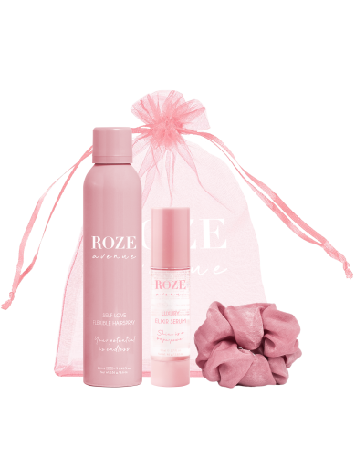 Roze avenue stylish mesh bag Lakier do włosów 250ml serum 50ml gumka do włosów