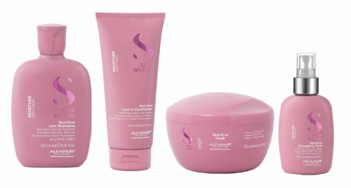 ALFAPARF SDL Moisture Nutritive Szampon + Odżywka + Maska + Fluid Zestaw nawilżający do włosów suchych