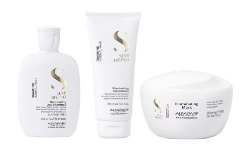 ALFAPARF SDL Diamond Zestaw rozświetlający do włosów normalnych Szampon 250ml + Odżywka 200ml + Maska 200ml