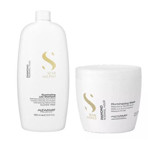 ALFAPARF SDL Diamond Zestaw rozświetlający do włosów normalnych Szampon 1000ml + Maska 500ml