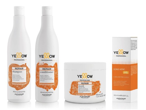 Yellow repair Zestaw regenerujący do włosów zniszczonych Szampon 500ml + Odżywka 500ml + Maska 500ml + Serum 150ml
