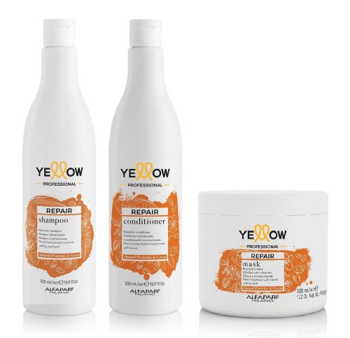 Yellow repair Zestaw regenerujący do włosów zniszczonych Szampon 500ml + Odżywka 500ml + Maska 500ml