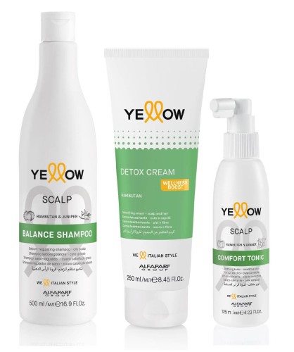 Yellow scalp Zestaw do włosów przetłuszczających się Szampon 500ml krem oczyszczający 250ml kojący tonik 125ml