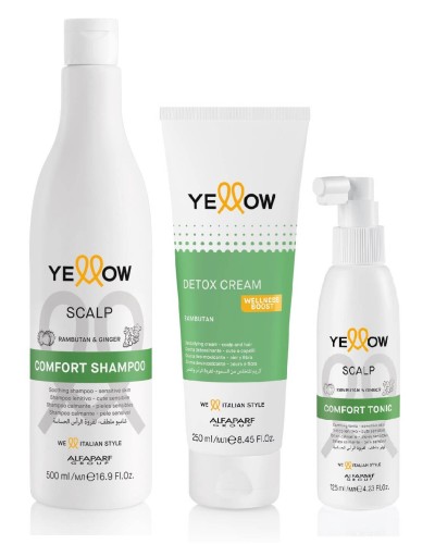 Yellow scalp comfort Zestaw oczyszczający do włosów szampon 500ml krem 250ml kojący tonik 125ml