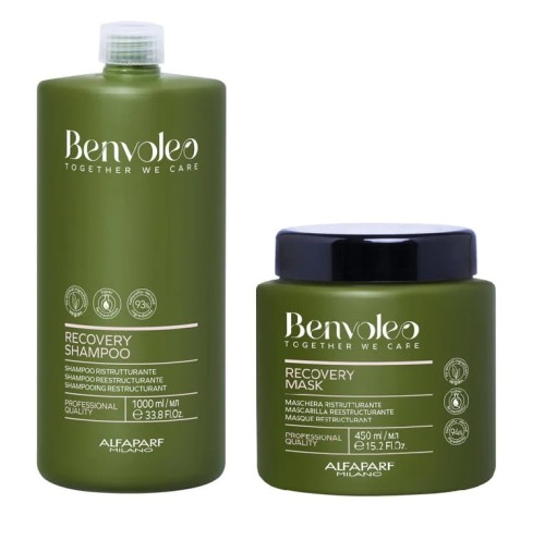 Alfaparf benvoleo recovery Zestaw odbudowujący do włosów zniszczonych szampon 1000ml i maska 450ml