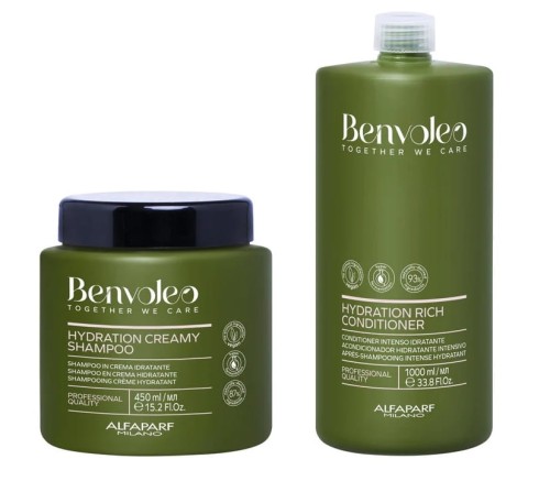 Alfaparf benvoleo hydration Zestaw nawilżający do włosów suchych szampon 450ml i odżywka 1000ml